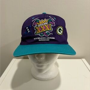 Vintage Super Bowl Snap back hat Green Bay packers XXXI - Purple and Teal